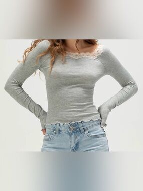 Free People•Oh My Darling Long Sleeve•Heather Grey•Size S•NWT
